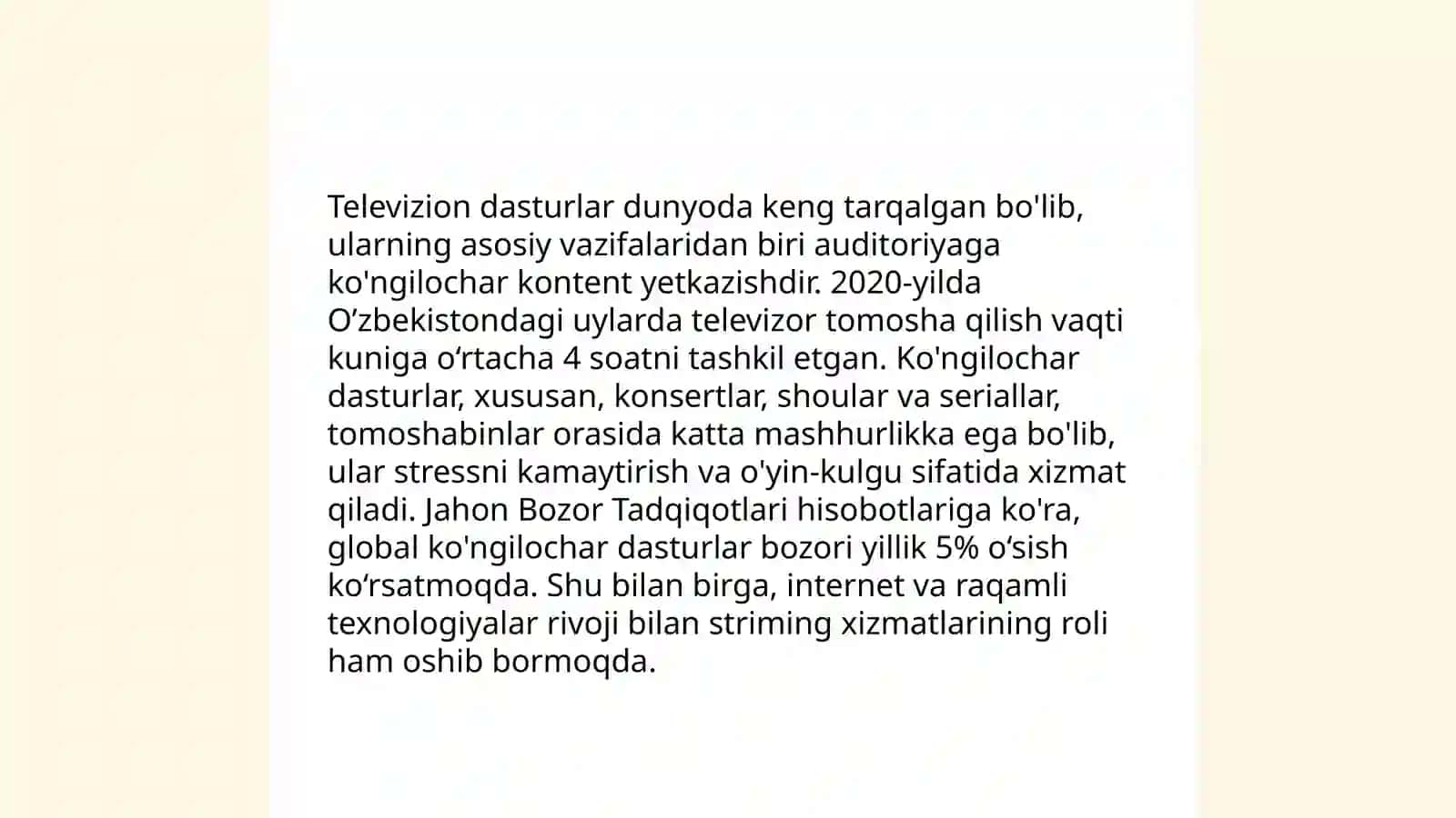 Televidiniye-koʻnngilochar sanoat sifatida 4