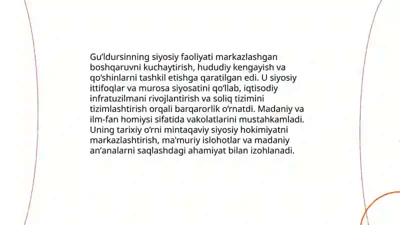 Gu’ldursin tarixiy o'rni haqida 4