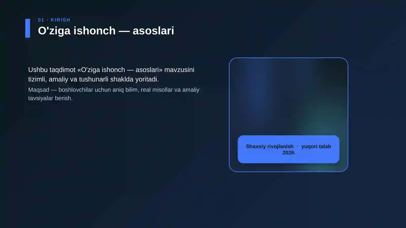 O'ziga ishonch — asoslari 4