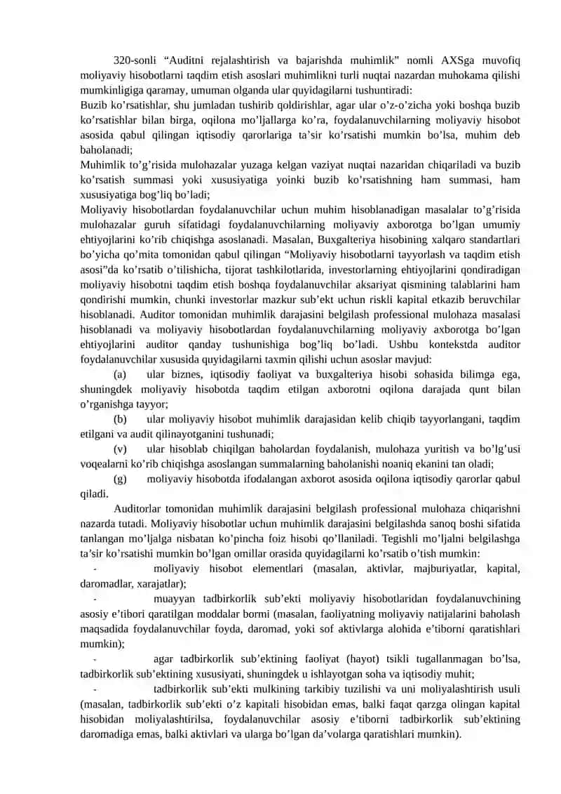 AUDITDA MUHIMLIK TUSHUNCHASI VA AUDITORLIK RISK 4
