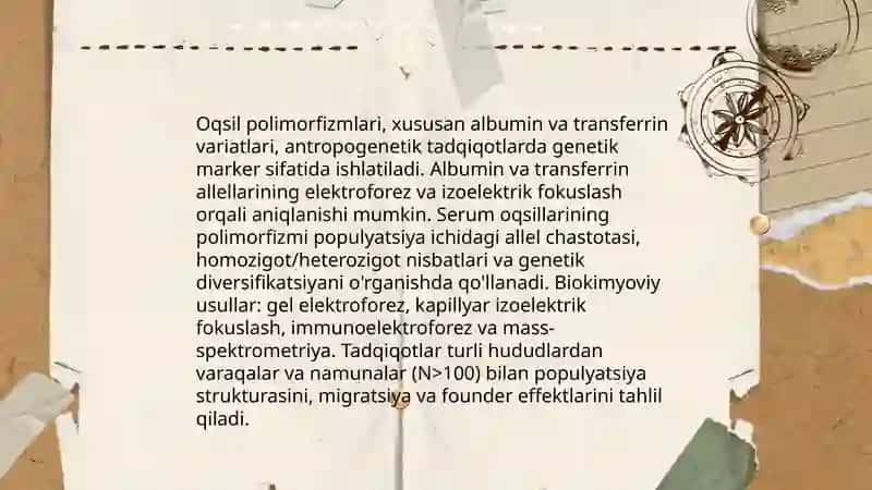 Antropogenetika usullari. Biokimyoviy usullar 4