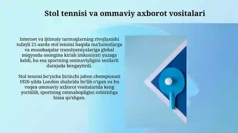 Stol tennisining ijtimoiy va madaniy ta'siri 4