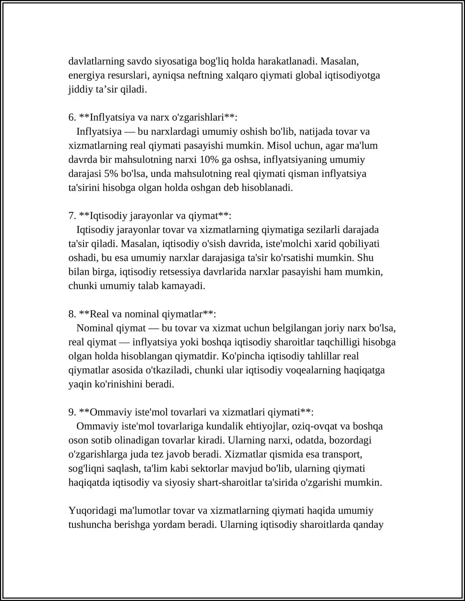 IQTISODIYOTDA TOVAR VA PULLAR REFERAT 4