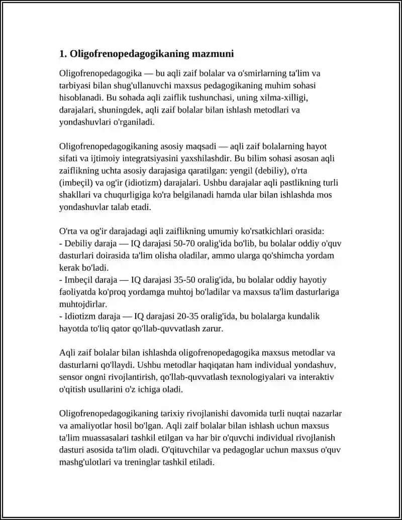 OLIGOFRENO PEDAGOGIKA PREDMETI 4