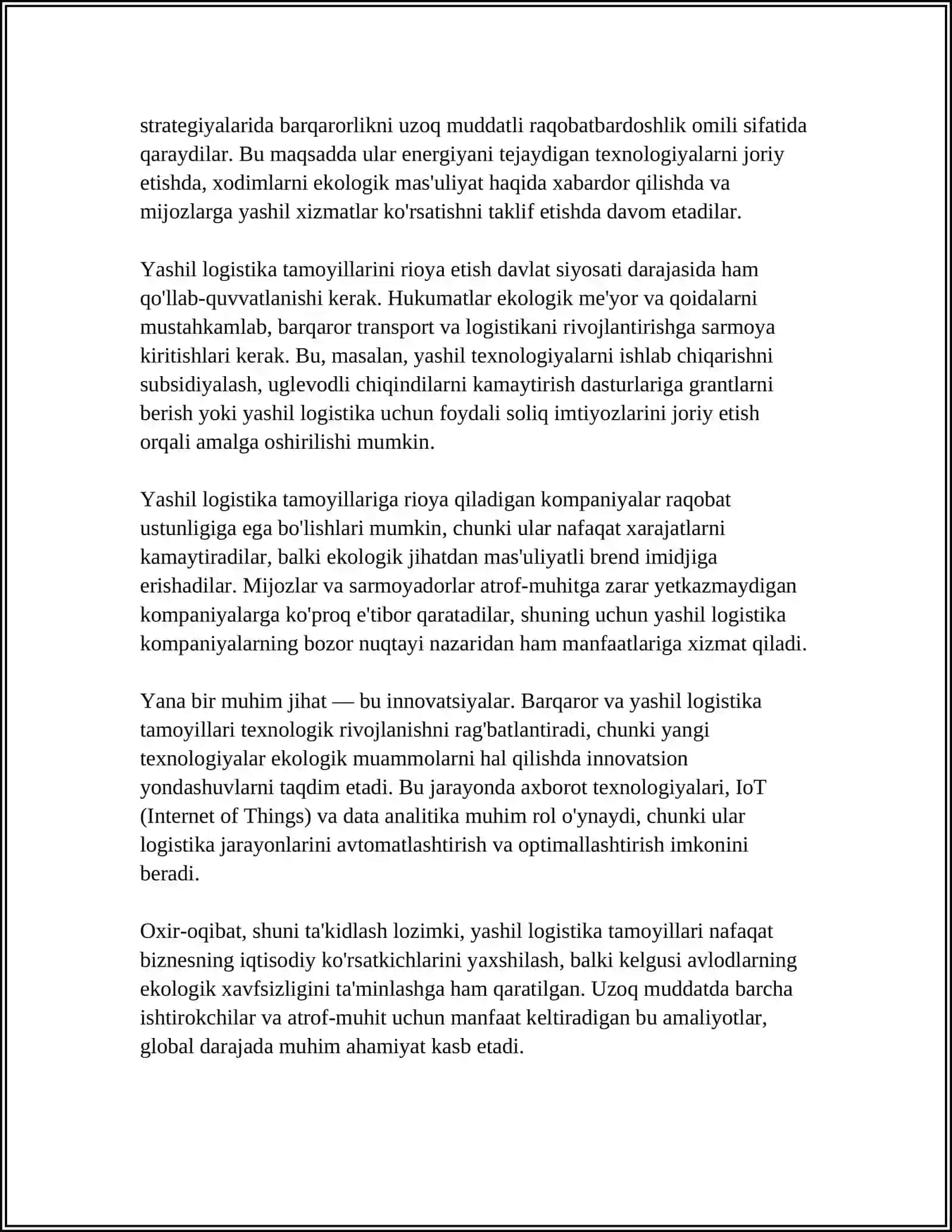 SUSTAINABLE AND GREEN LOGISTICS 4