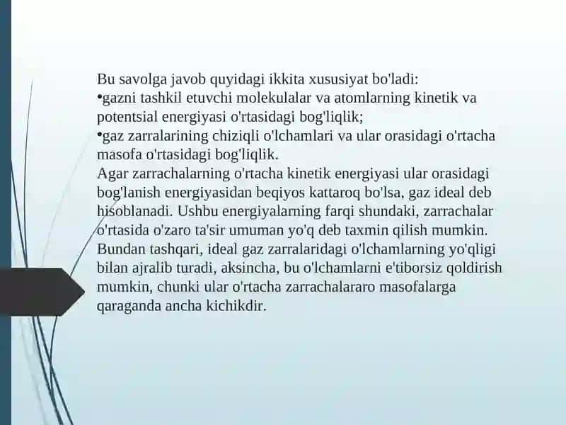 Gazning ichki energiyasining o’zgarishi 4