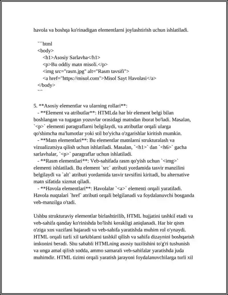 HTML DA SODDA WEB SAHIFA YARATISH (MATN RASM XAVOLA) 4