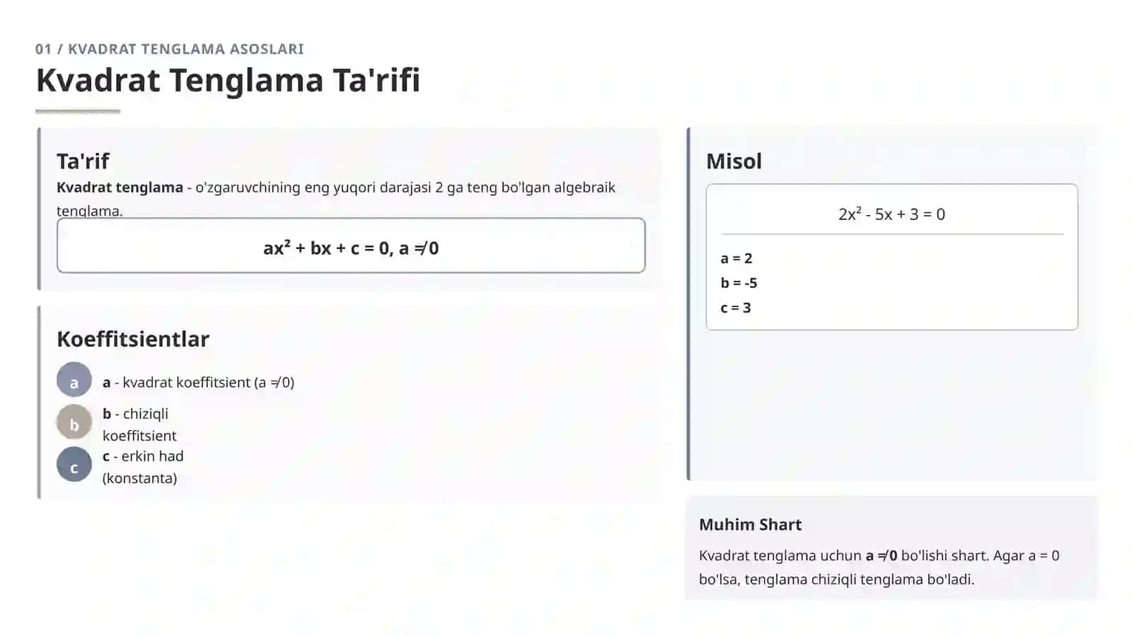 Kvadrat tenglamaning ildizlarini yasash 4