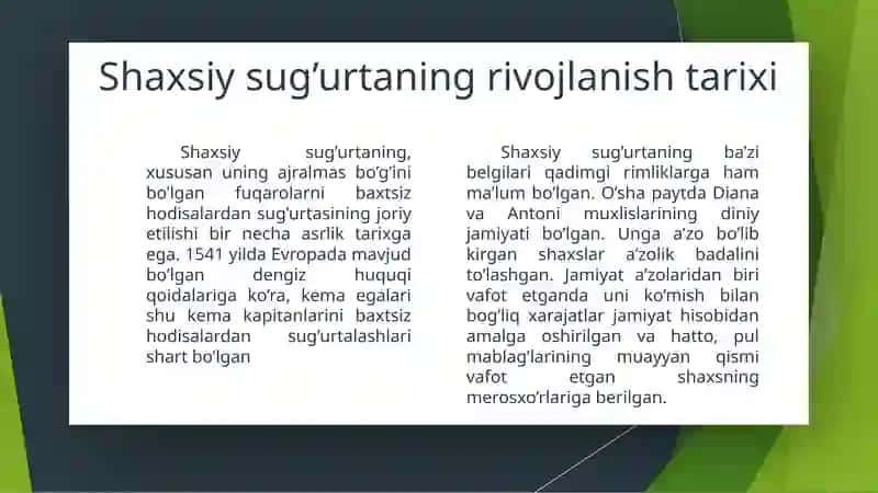 Shaxsiy sug‘urta, Hayot sug’urtasi 4
