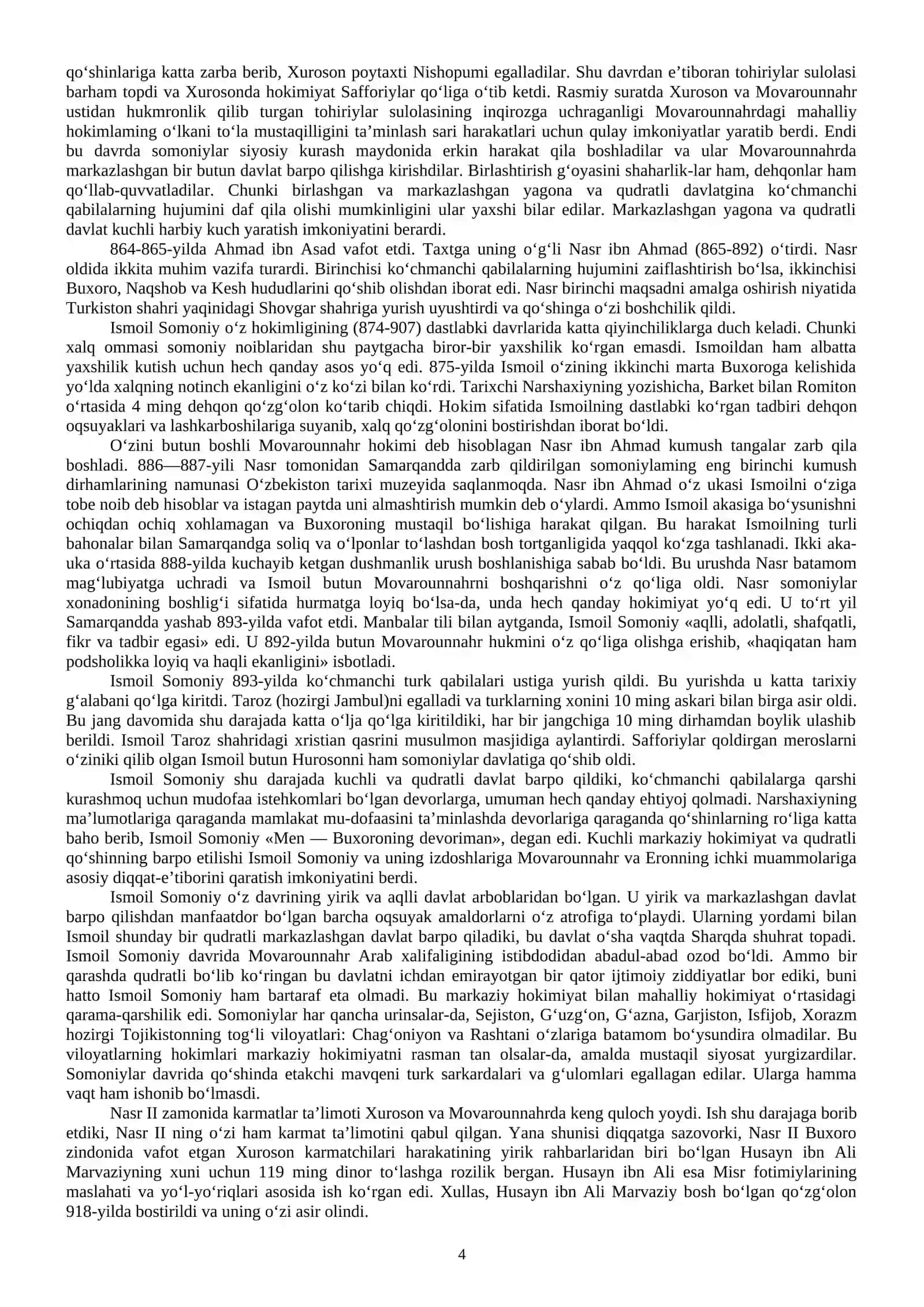 O'zbekiston tarixi 1-kurs 2-semestr Majmua 4