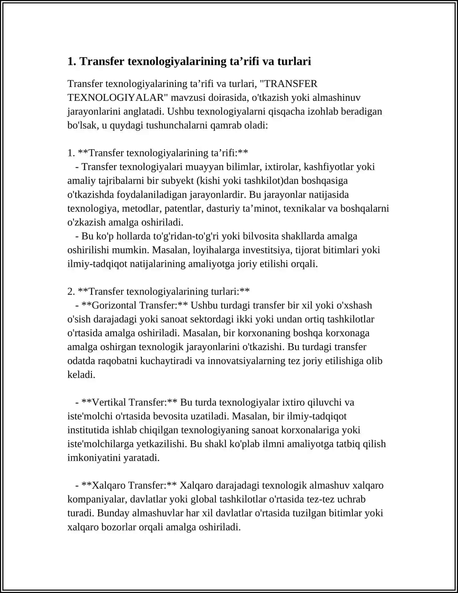TRANSFER TEXNOLOGIYALAR 4