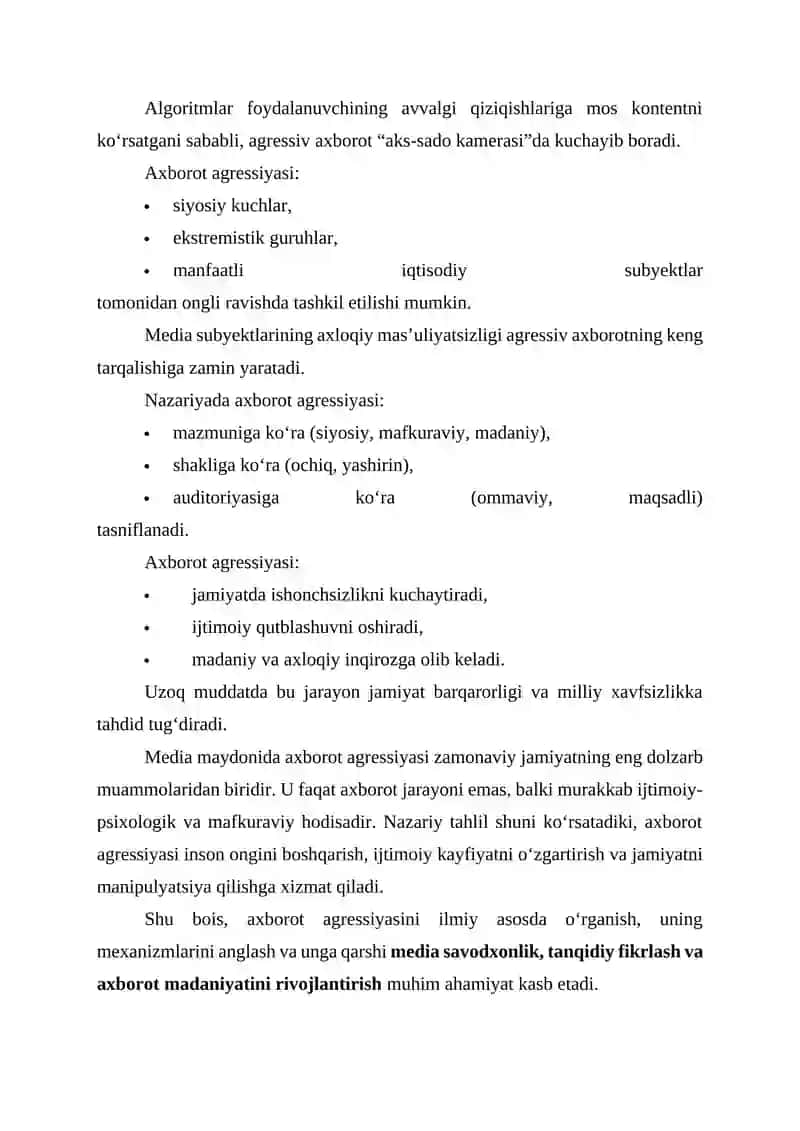 MEDIA MAYDONIDA “AXBOROT AGRESSIYASI” TUSHUNCHASINING NAZARIY ASOSLARI 4