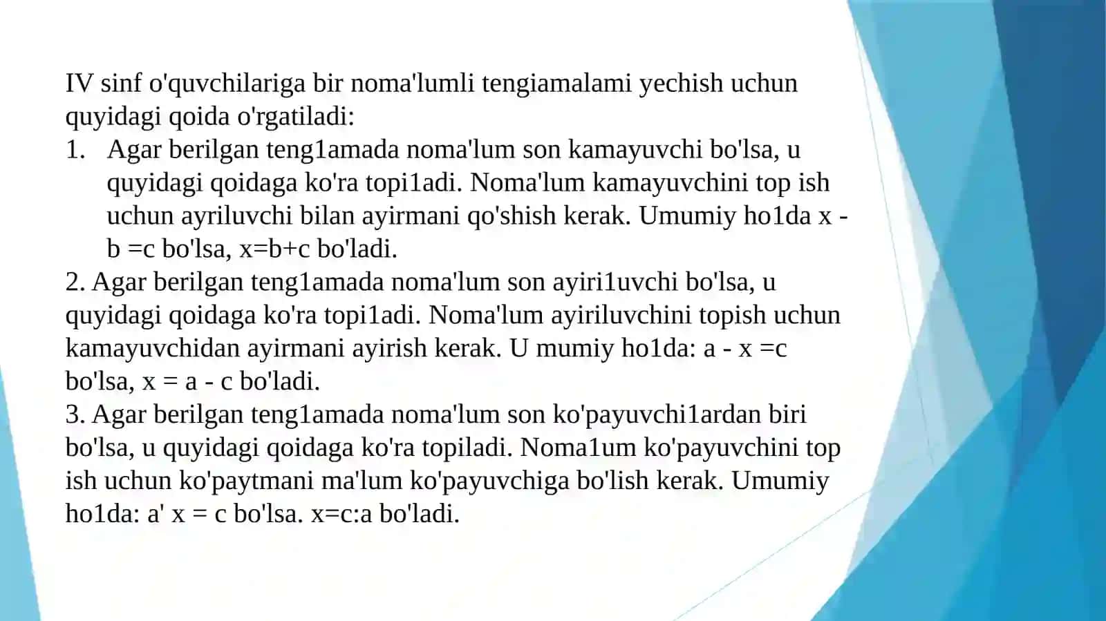 Algebraik materiallarni o‘rganish metodikasi 4