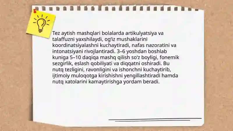 Tez aytish janrining bolalar nutqini o'stirishdagi ahamiyati 4