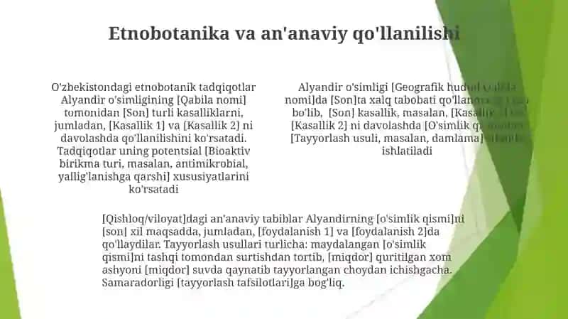 Alyandir oʻsimligi haqida 4