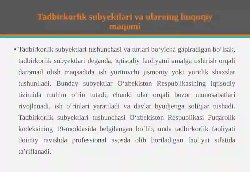 Tadbirkorlik faoliyati tashkilotish tartib-tamoillari 4