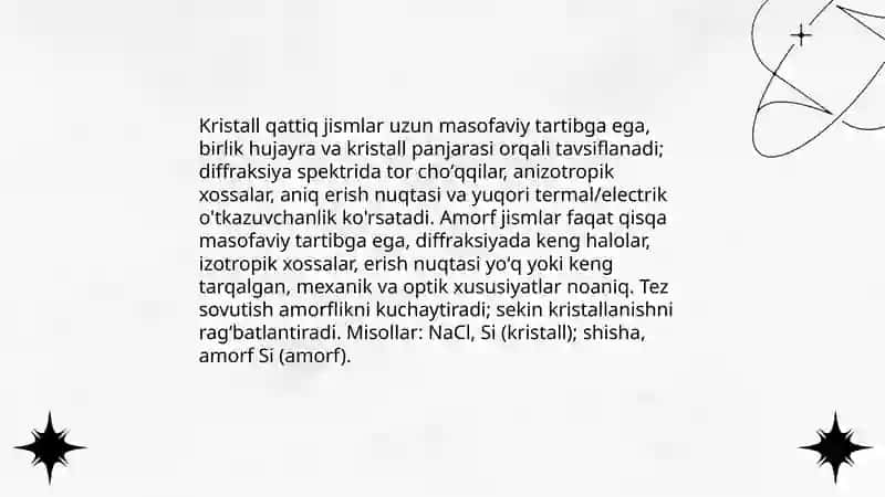 Moddalar holatlari va ularning tuzilishiga bogʻliq xossalari 4