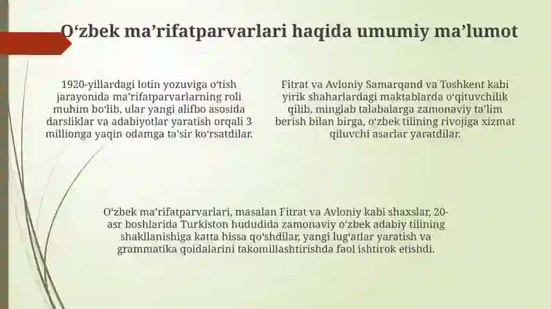 Maʼrifatparvarlarning merosi va zamonaviy adabiyot 4