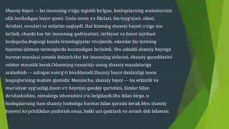 Mavzu:MENING HAYOT FALSAFAM 4