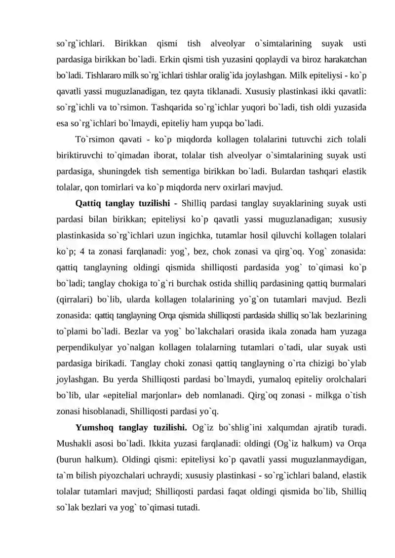 Og`iz bo`shlig`i a`zolarining tuzilishi 4