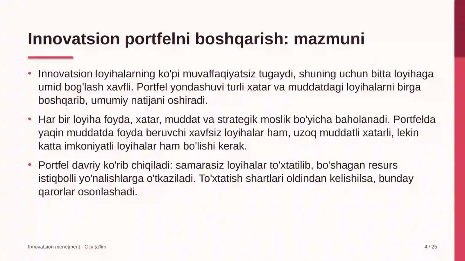 Energetika nazorati inspeksiyalarida innovatsion portfelni boshqarish 4