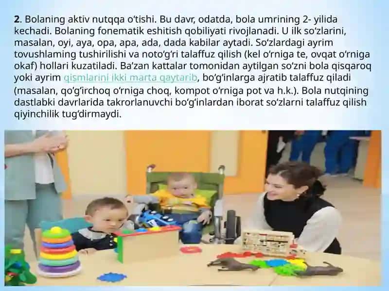 Bola nutqining shakllanishi bosqichlari 4
