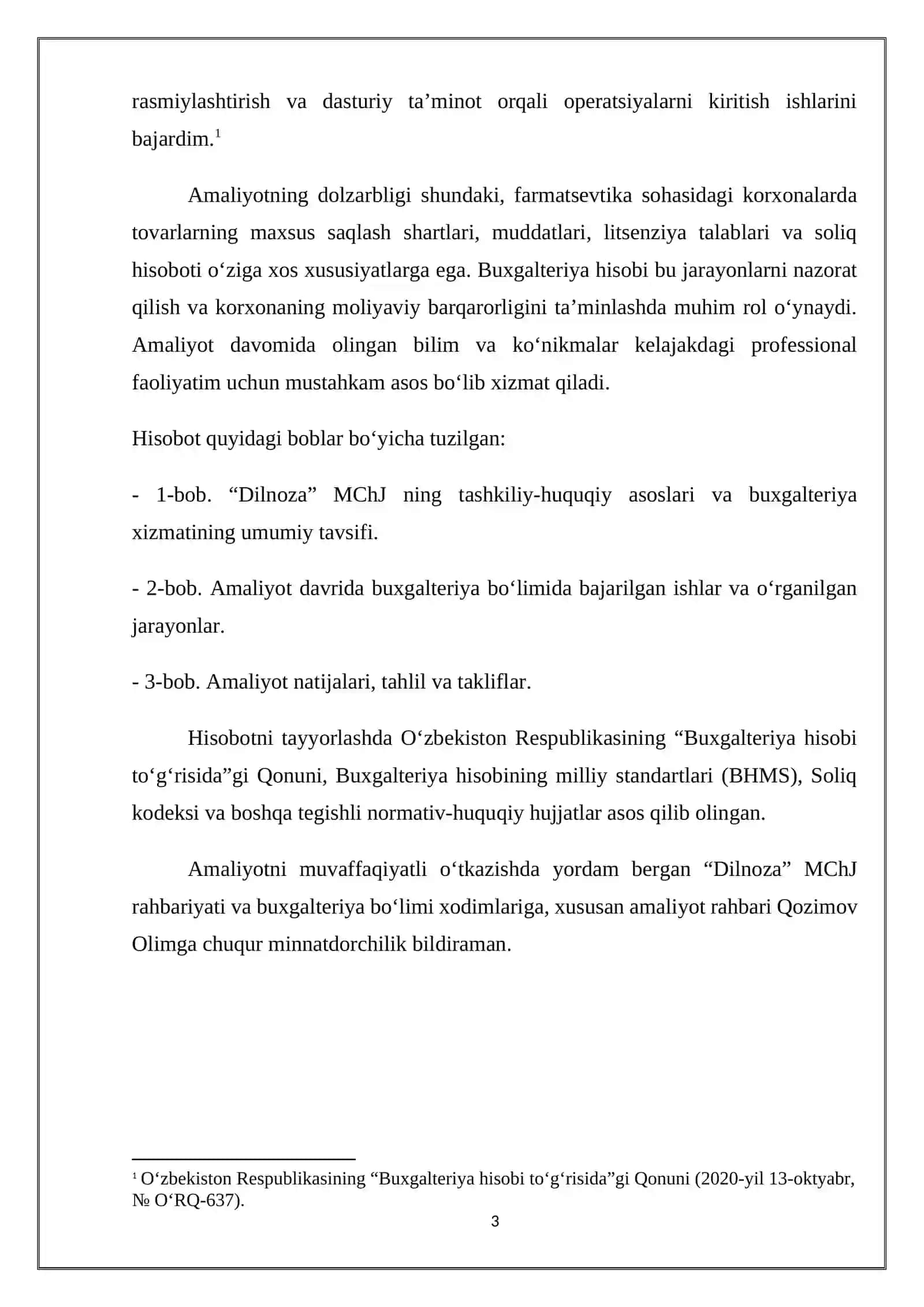 Dori vositalari va tibbiy buyumlar savdosi- Yakuniy Amaliyot Hisoboti 4