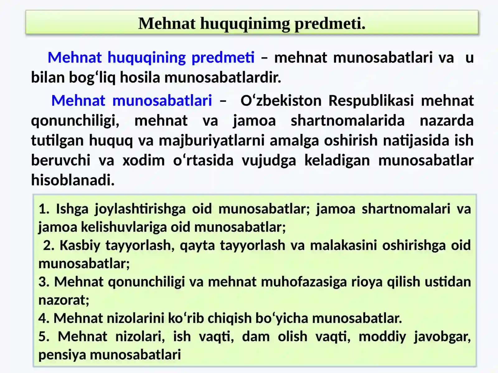 Mehnahtuquqi faniga kirish 4