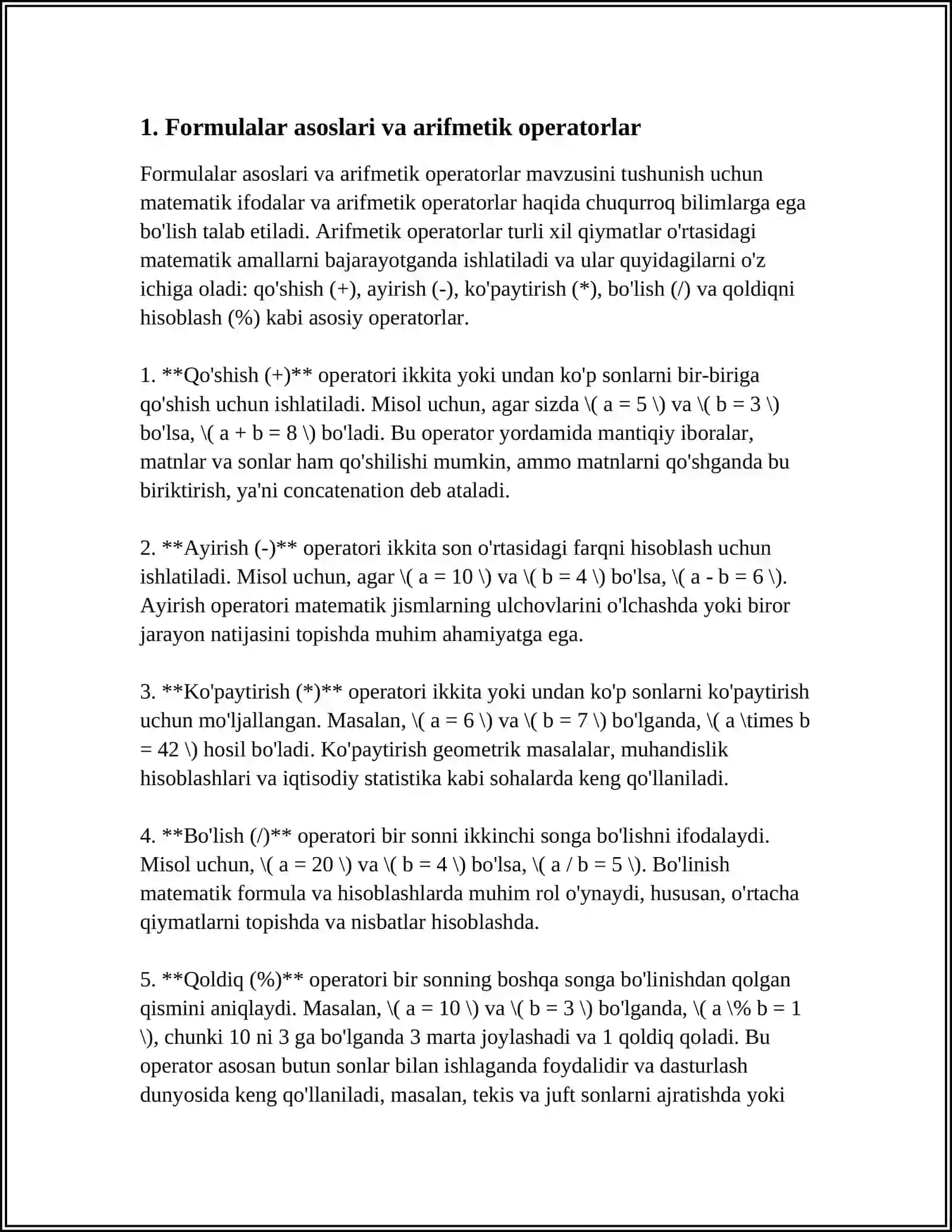 ELEKTRON JADVALLAR. MS EXCEL-DA FORMULALAR VA FUNKSIYALAR BILAN ISHLASH 4