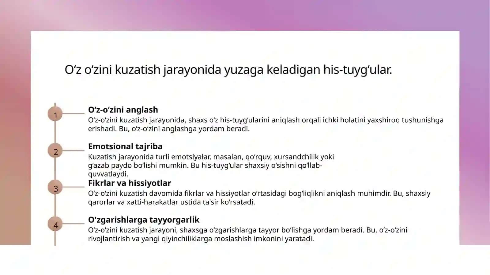 Oʻz oʻzini kuzatish metodi 4