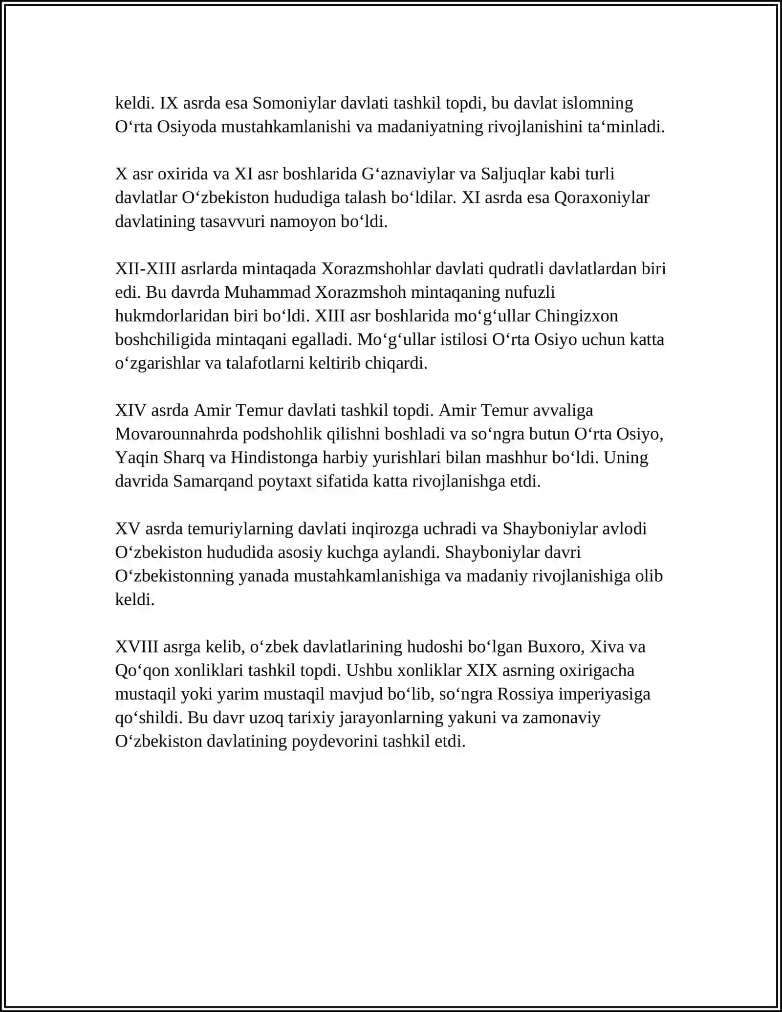 O'ZBEKISTON DAVLATCHILIGINING SHAKLANISHI VA TARAQQIYOT BOSQICHLARI 4