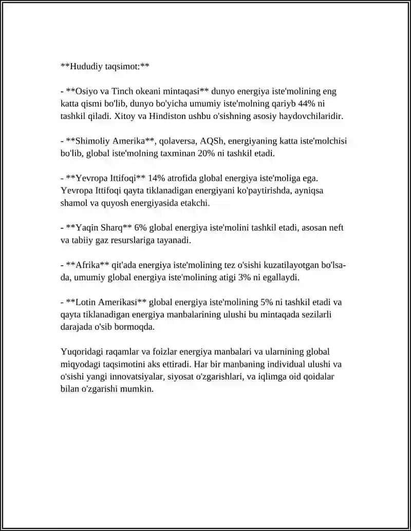 JAHON ENERGETIK BALANSI 4