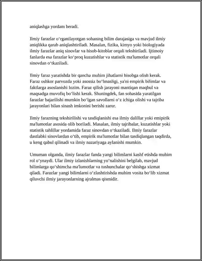 ILMIY FARAZ.ILMIY TADQIQOT USULLARI 4