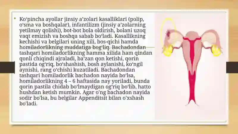 Bacha dondantashqari homiladorlik va erta diagnostika qilish 4