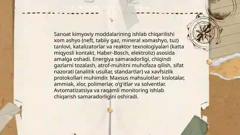 Kimyoviy moddalar va undan xalq xoʻjaligida foydalanish 4
