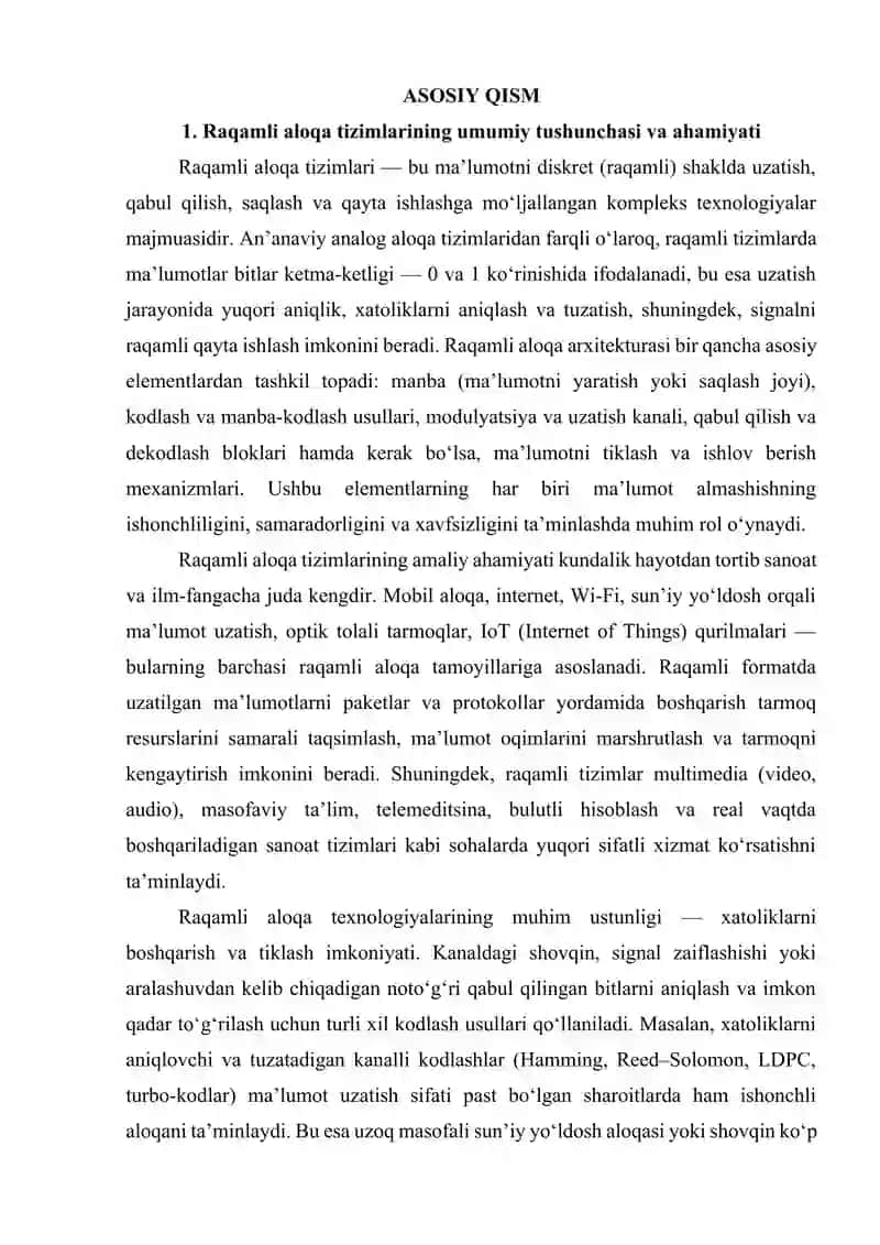 Raqamli aloqa tizimlarida kodlash usullarining afzalliklari 4