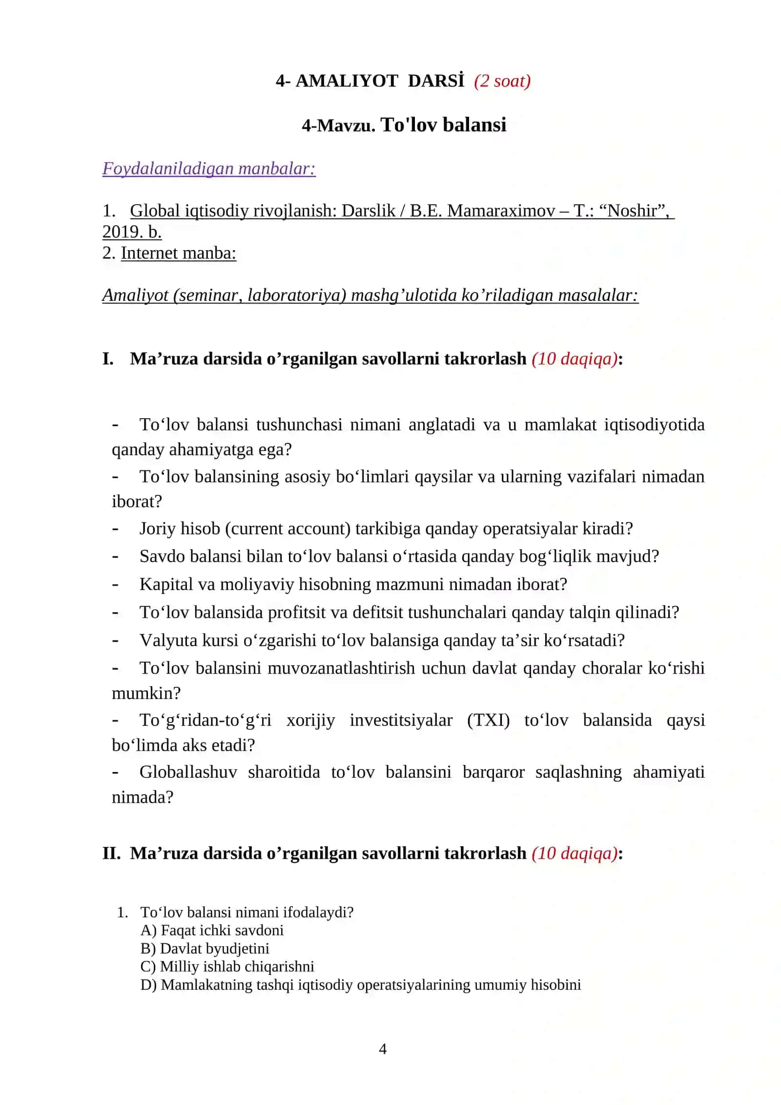 Global iqtisodiy rivojlanish 4