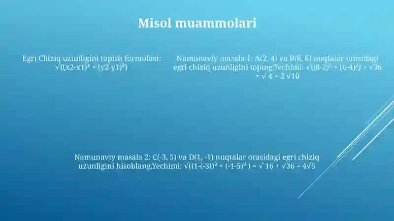 Egri Chiziq Yoyning Uzunligini Hisoblash 4