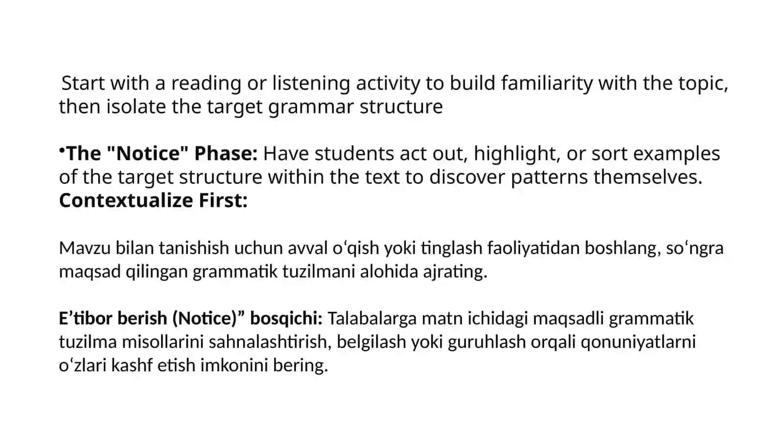 Grammatikani kontekstda o‘qitishtil qoidalarini o‘rgatish 4
