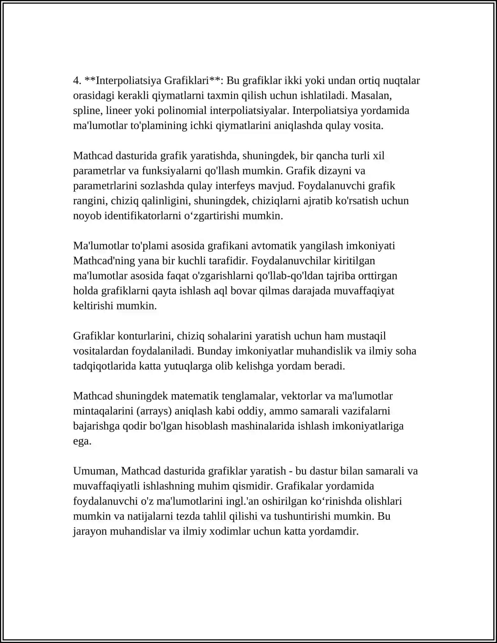 MATHCAD DASTURINI TASVIR VA GRAFIKLAR DASTURLASH FUNKSIYALARI 4