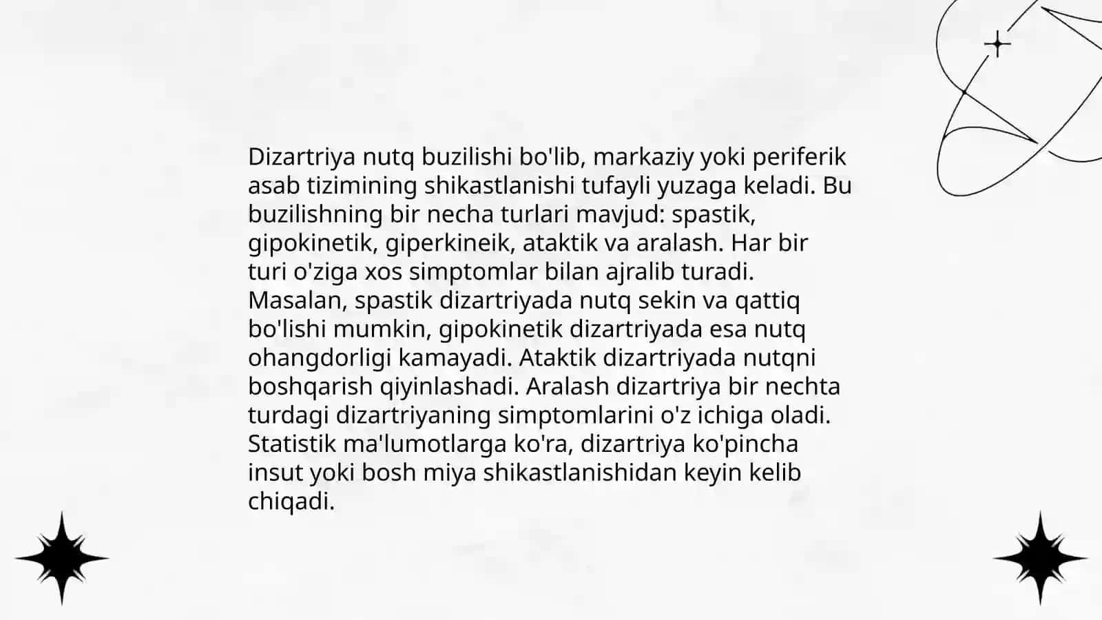 Dizartriyada nutq nuqsonining tuzilishi 4