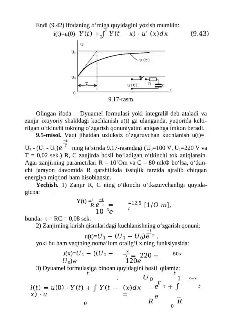 Yoyish teoremasi. Dyuamel integrali 4