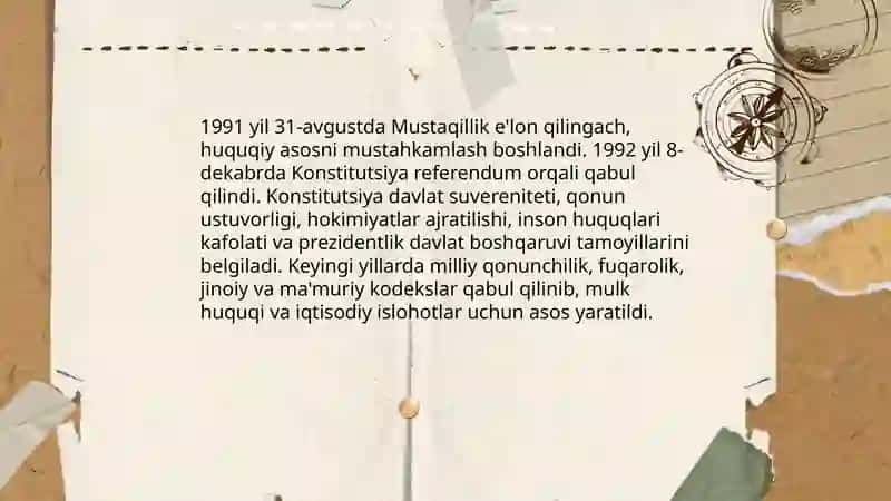 1992 Konstitutsiyaning qabul qilinishi va uning tarixiy axamiyati 4