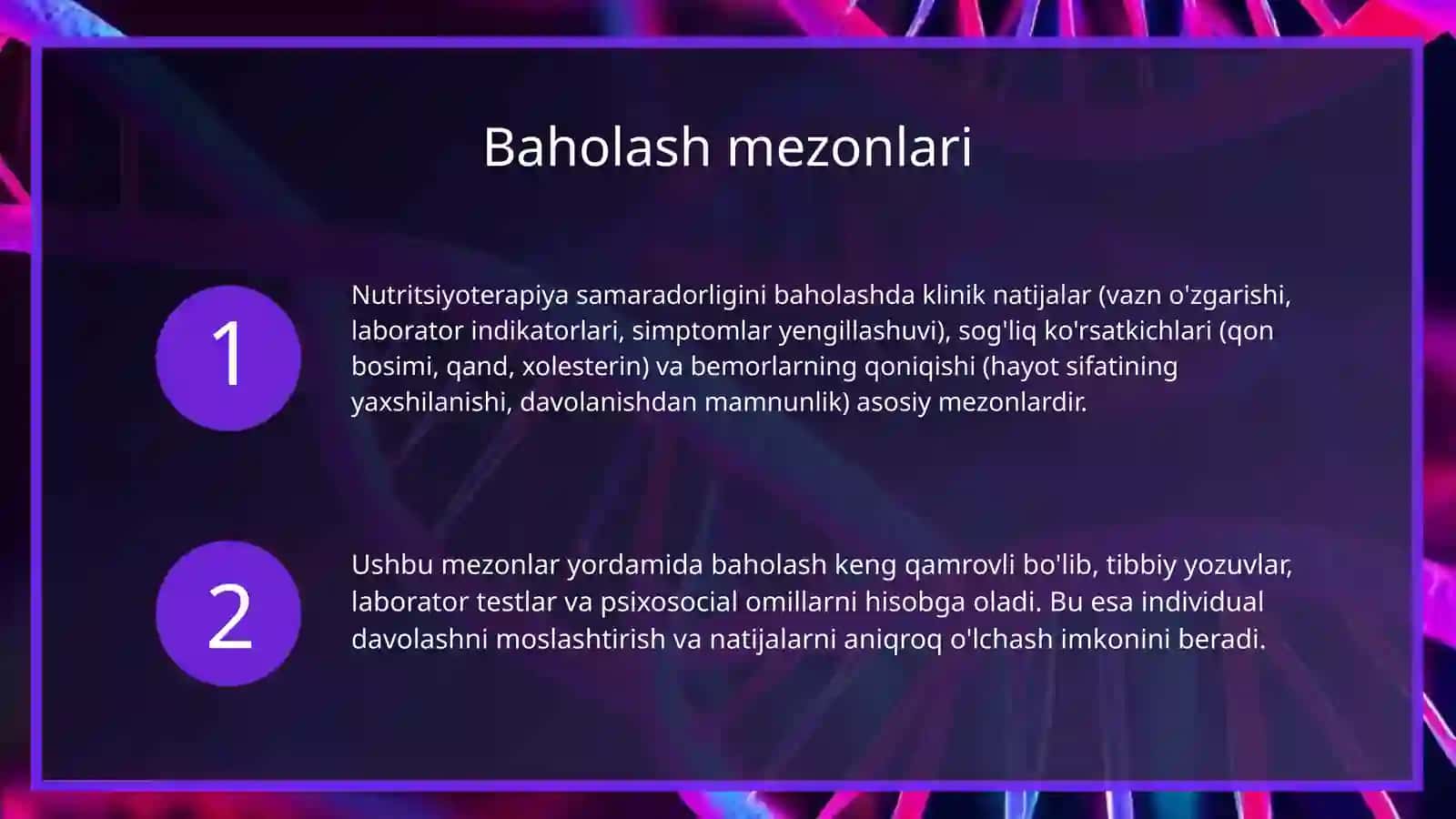 Nutritsiyoterapiya samaradorligini baxolash mezonlari va yondashuvlar 4