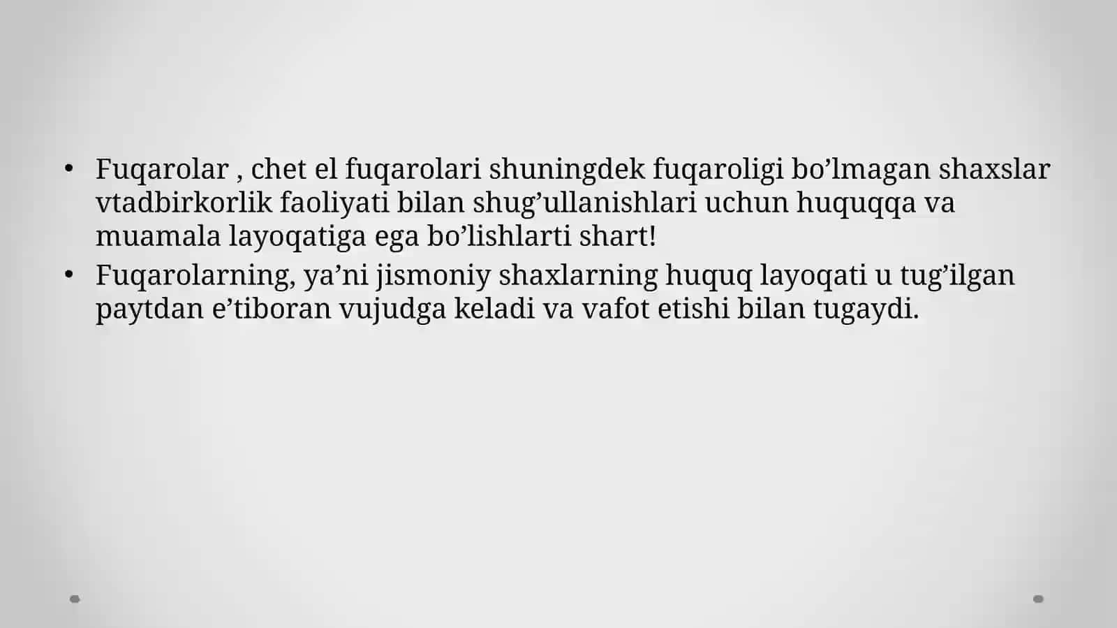 Tadbirkorlik faoliyati subyektlari va turlari. 4