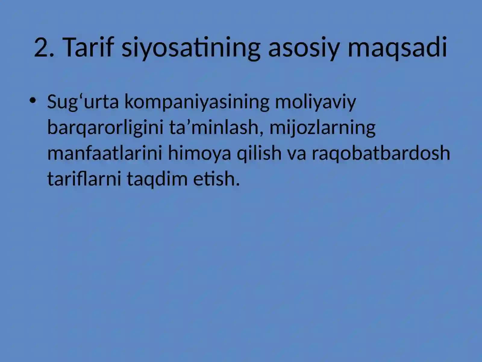 Sugʻurtada tarif siyosati 4