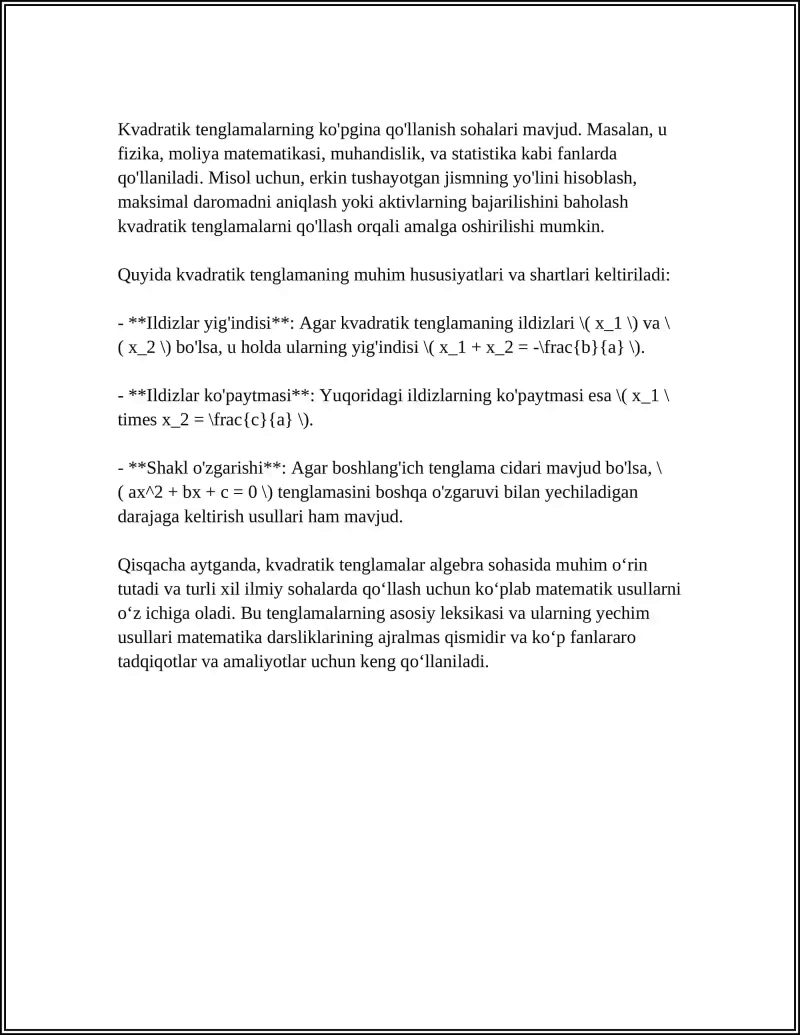 KVADRIKANING MARKAZI VA TA'SNIFI 4