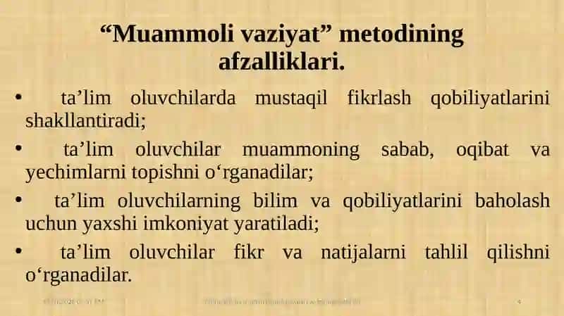 Muammoli vaziyat metodlari 4