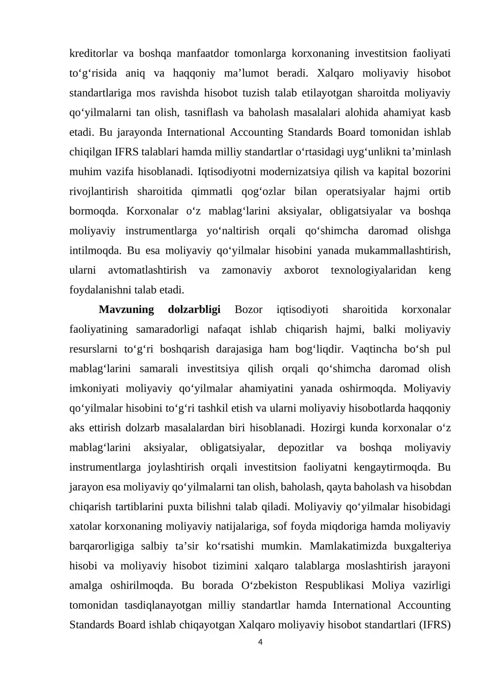 Moliyaviy qo'yilmalar hisobi 4