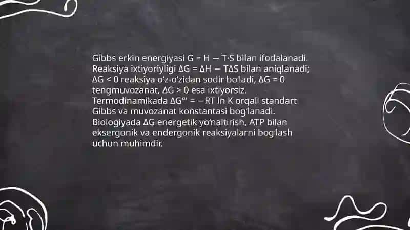 Biologik jarayonlar termodinamikasi 4